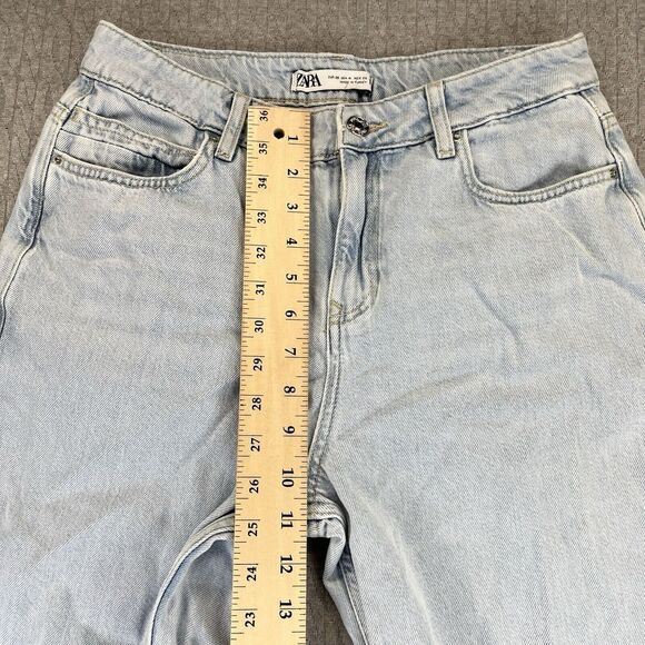 Zara Extra Baggy Wide Leg Y2K Women pants (4) faded distressed Denim Blue Jeans - Picture 7 of 13